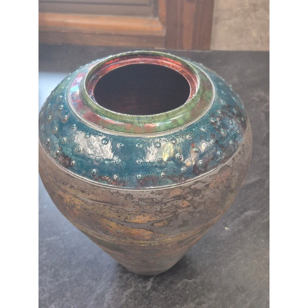 Vintage Raku Studio Pottery Lidded Vessel 11